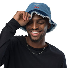 'NORTHEAST/202' Distressed Denim Bucket Hat