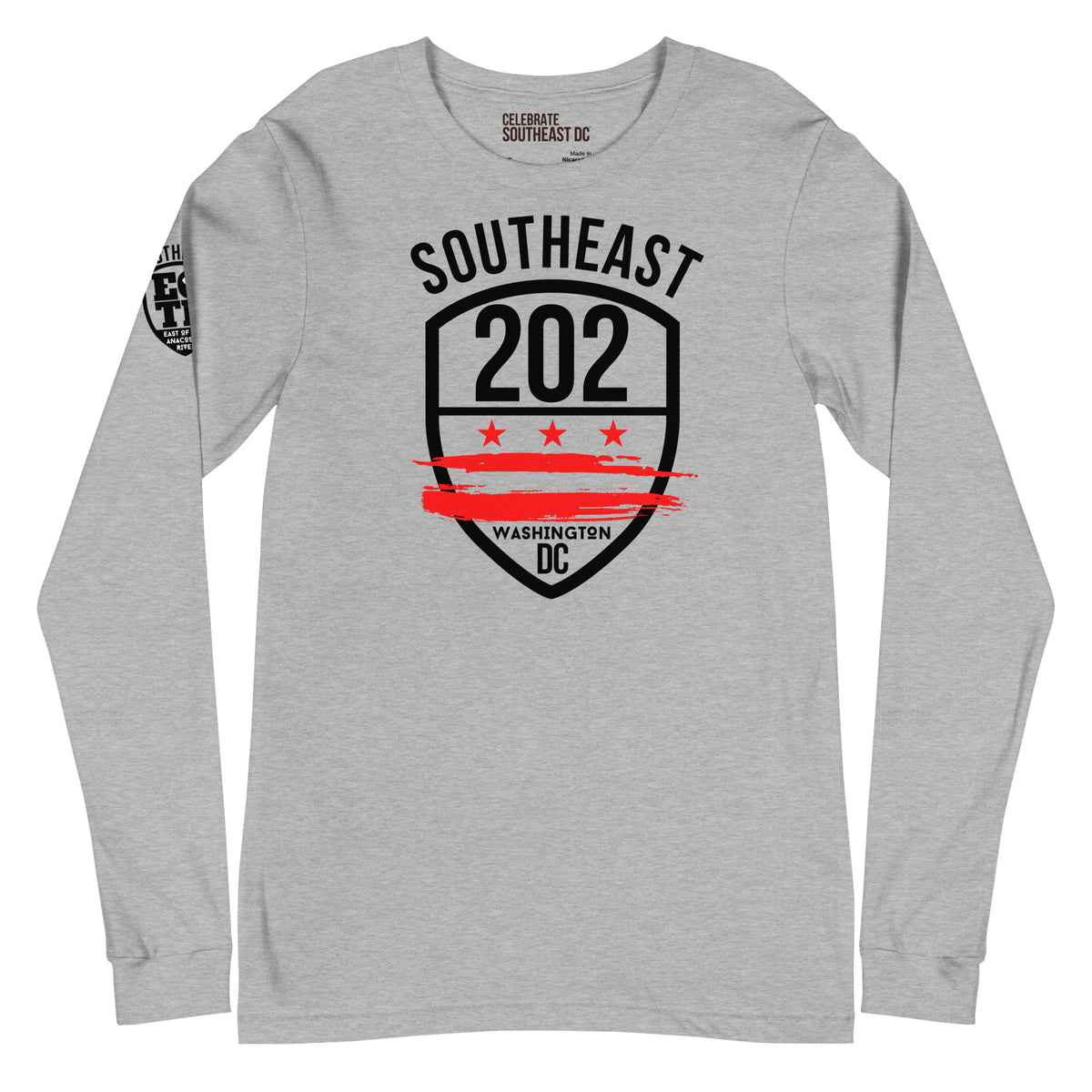 'SOUTHEAST DC / 202' Emblem  (with EOTR Sleeve )"  -GREY Unisex Long Sleeve Tee