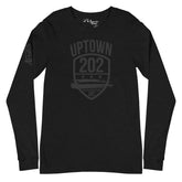 'UPTOWN/202' -All Black, Long Sleeve Tee (Unisex)