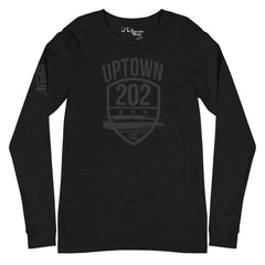'UPTOWN/202' -All Black, Long Sleeve Tee (Unisex)