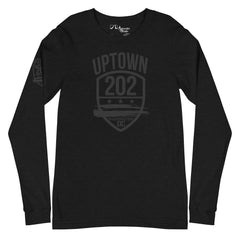 'UPTOWN/202' -All Black, Long Sleeve Tee (Unisex)