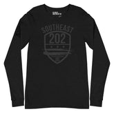 "SOUTHEAST WASHINGTON, DC /202" (Emblem) - All Black/Black Unisex Long Sleeve Tee