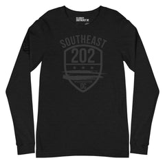 "SOUTHEAST WASHINGTON, DC /202" (Emblem) - All Black/Black Unisex Long Sleeve Tee