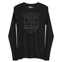 "SOUTHEAST WASHINGTON, DC /202" (Emblem) - All Black/Black Unisex Long Sleeve Tee