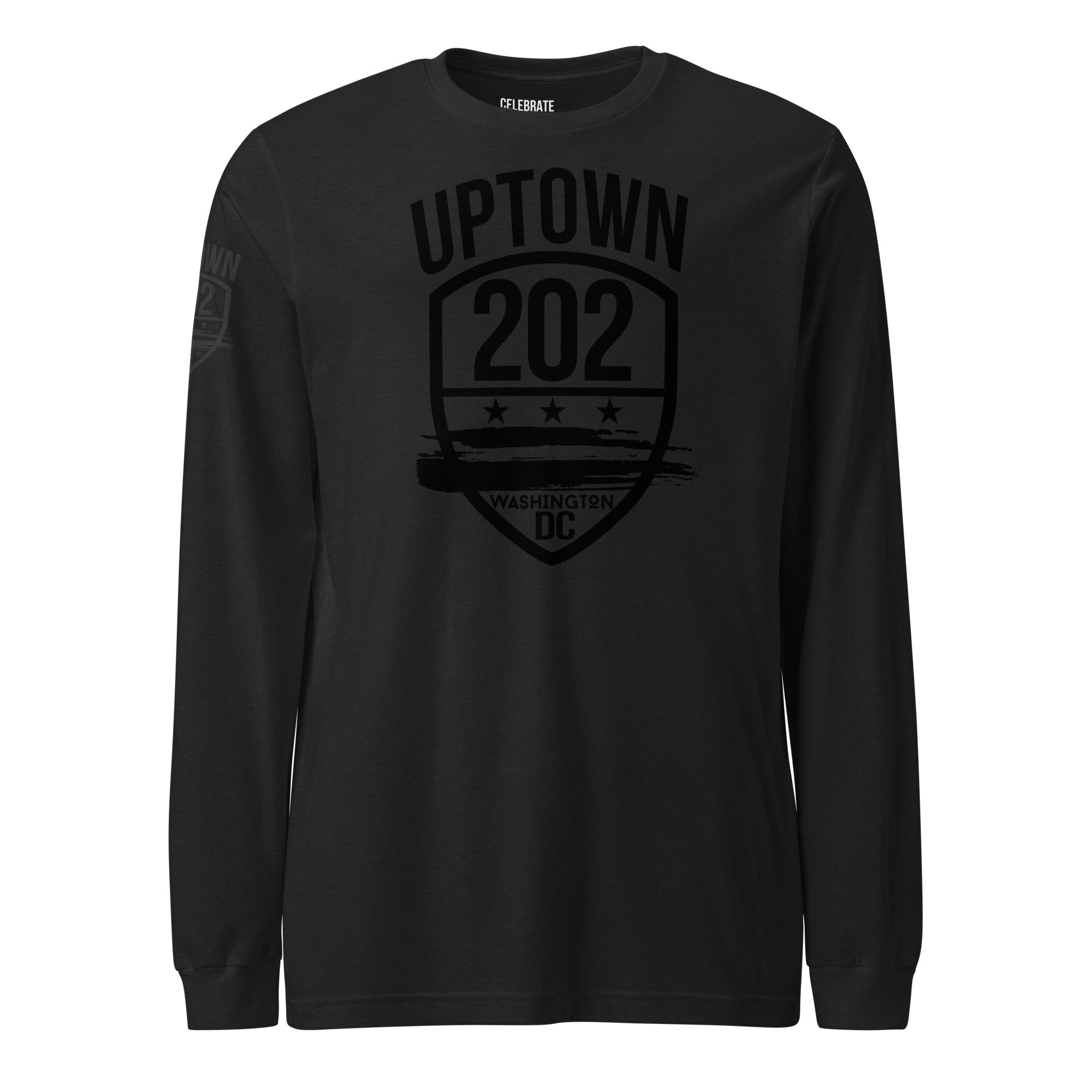 UPTOWN/202' -All Black, Long Sleeve Tee (Unisex) – Celebrate UPTOWN/202' -All Black, Long Sleeve Tee (Unisex) – Celebrate