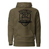 'NORTHWEST/202' Black Emblem, Olive Green Unisex Hoodie