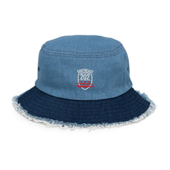 'SOUTHEAST DC/202'-Distressed Denim Bucket Hat