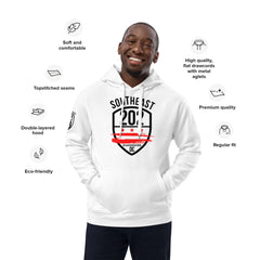 ' SOUTHEAST WASHINGTON DC / 202" (EMBLEM) WHITE Premium eco hoodie (85% Cotton)