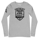 "202 / Southeast DC Emblem" All-Black Emblem on Grey Long Sleeve Tee