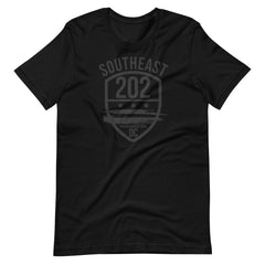 "Southeast Washington DC / 202" -Black on Black Unisex T-Shirt (100% Cotton)