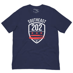 'SOUTHEAST WASHINGTON DC/202' (White/Red Emblem) -Navy Unisex T-shirt