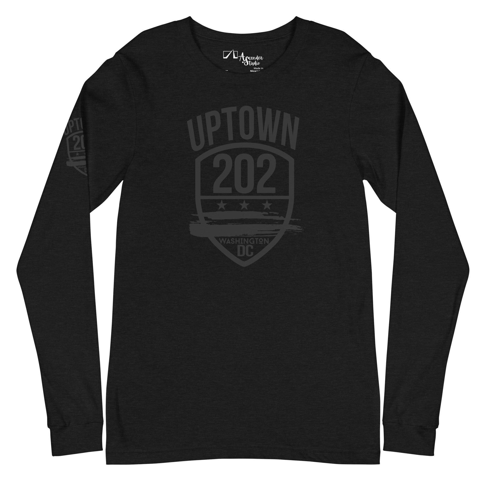 'UPTOWN/202' -All Black, Long Sleeve Tee (Unisex)