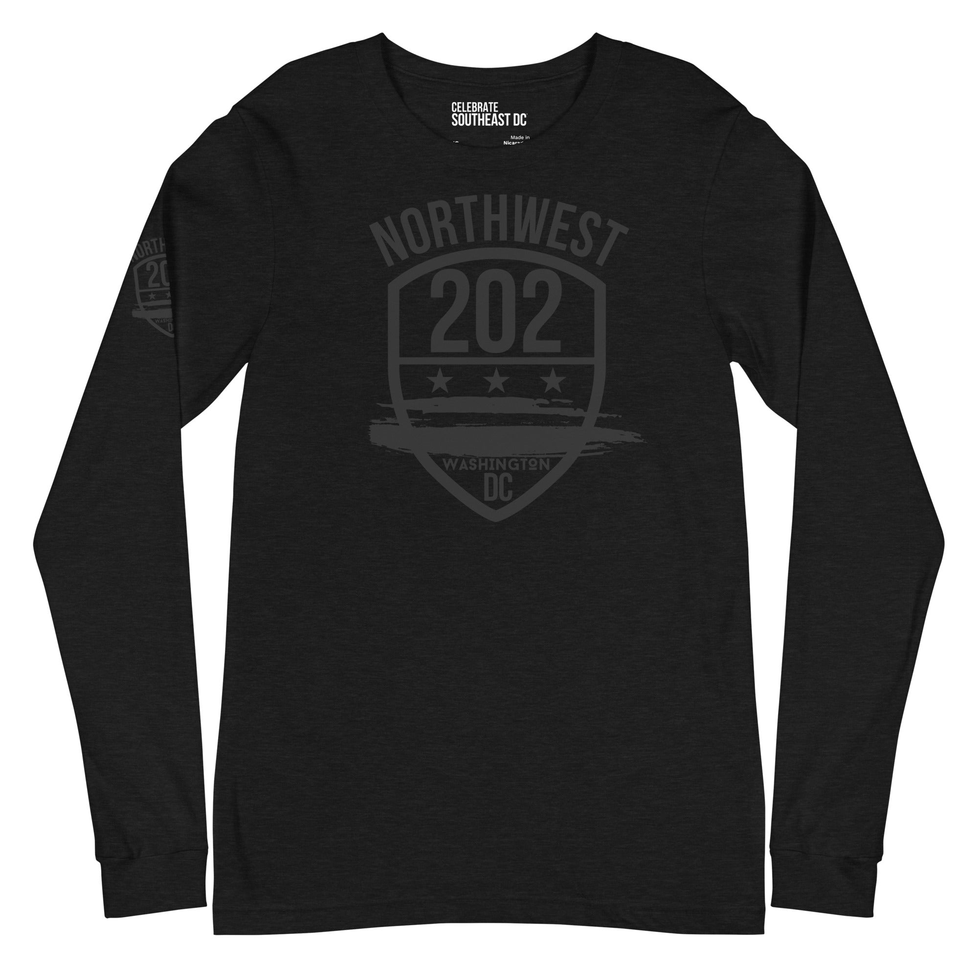 NORTHWEST/202 -Black Emblem on Black, Unisex Long Sleeve Tee
