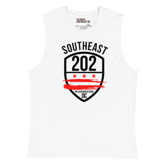 "Southeast /202" -Unisex Sleeveless T-Shirt (White)