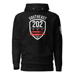 'SOUTHEAST/202'  Classic Black Cotton Hoodie (EOTR on the sleeve, Unisex)