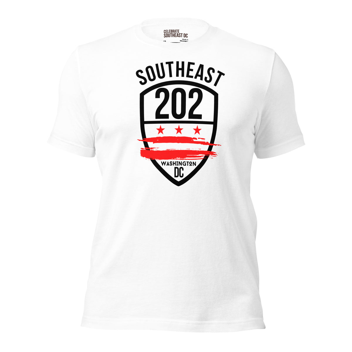 'SOUTHEAST WASHINGTON DC/202' (Emblem Front Only) -White Unisex Short Sleeve Unisex T-shirt