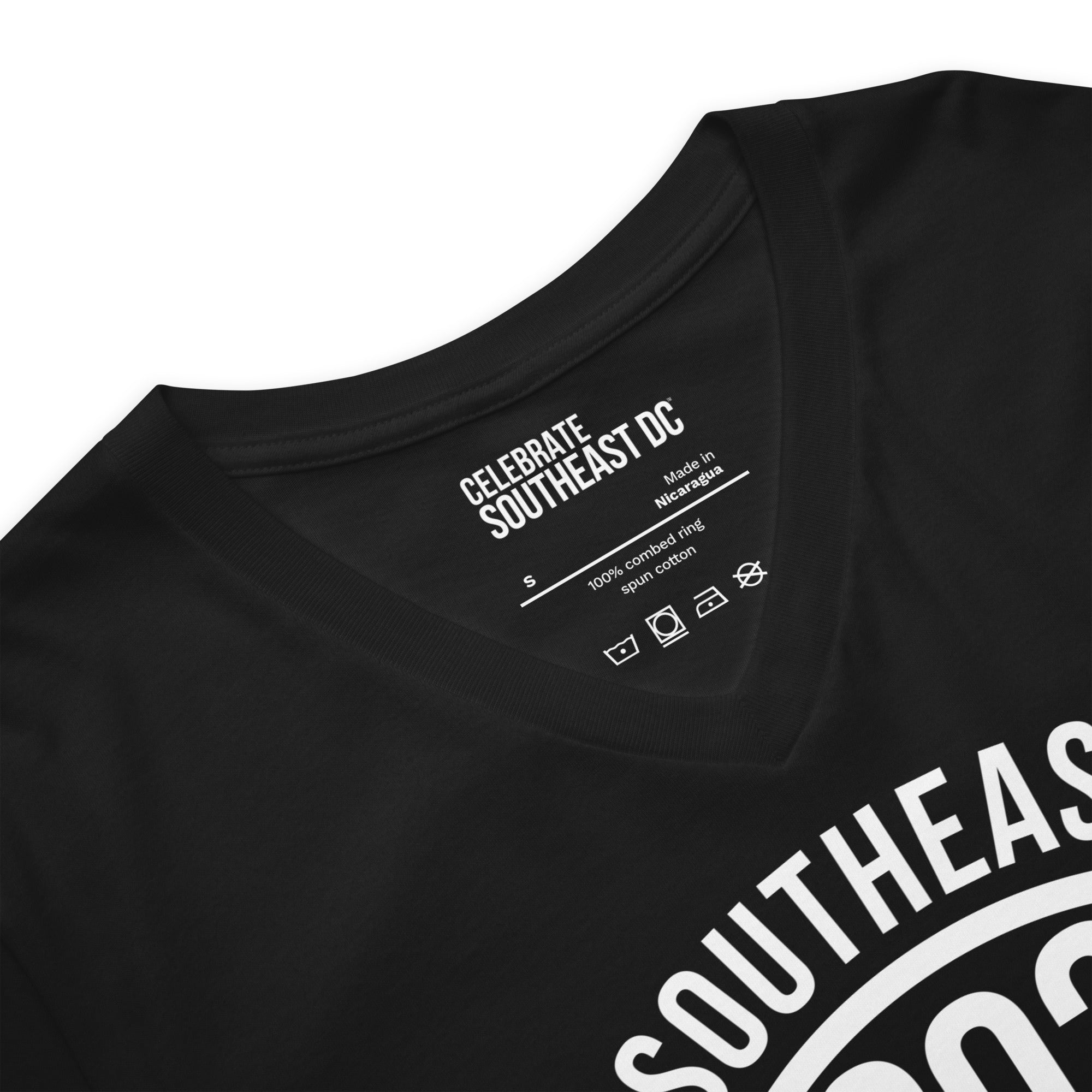 "SOUTHEAST WASHINGTON DC / 202 (Emblem)"  -Black Unisex Short Sleeve V-Neck T-Shirt