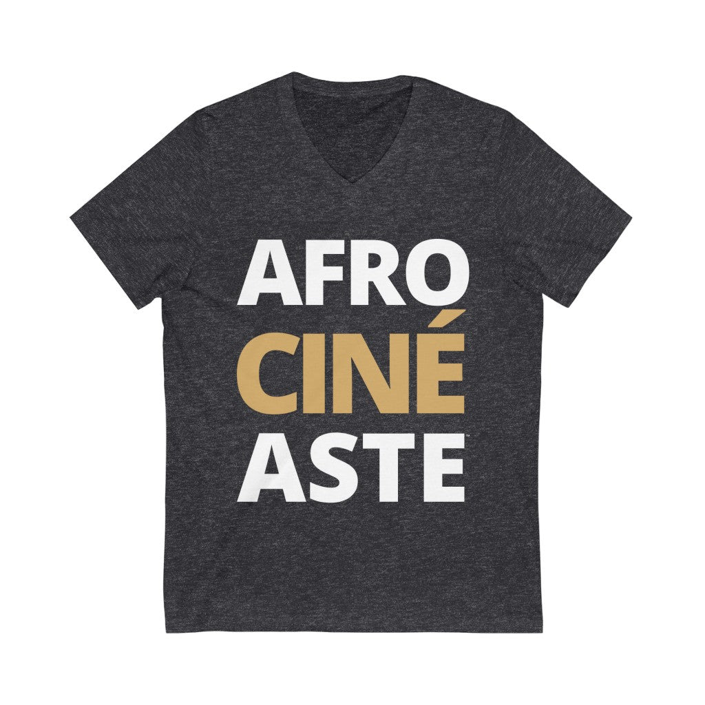 AFRO CINEASTE -Unisex Jersey Short Sleeve V-Neck Tee