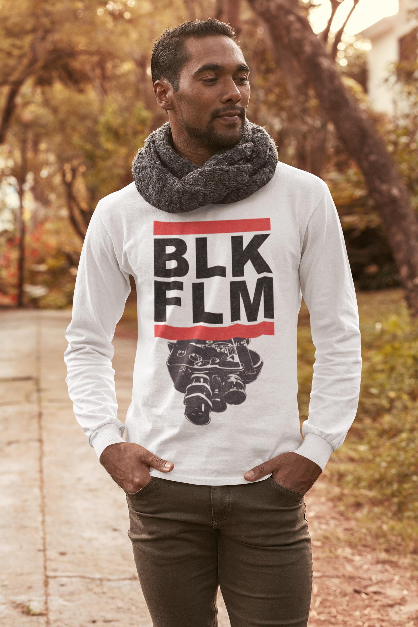 "BLACK FILM" - (CLASSIC RUN DMC Logo) Unisex Jersey Long Sleeve Tee